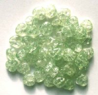 50 8mm Light Green Crackle Glass Heart Beads